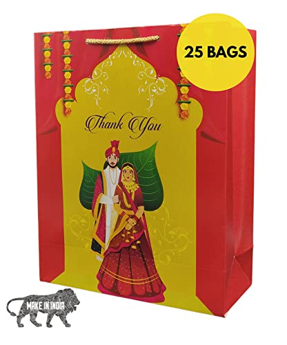 Arrow Paper Products Arrow Product Paper Maharaja Wedding Bag With 200 GSM and Gold Color Thread for Return Gift, Small Presents, Birthday, Holiday Presents (12x9.5x4 inch, Pack of 25) - Image 2