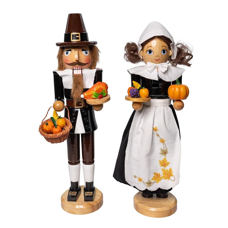Kurt S. Adler Kurt Adler 15 Inch Pilgrim Man Woman Nutcracker 2 Piece Set - Image 2