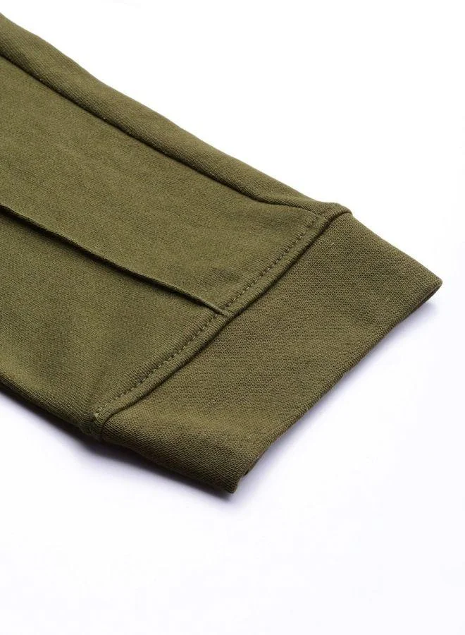 The Indian Garage Co Men Slim Fit Solid Mid-Rise Stretchable Knitted Jogger Trousers