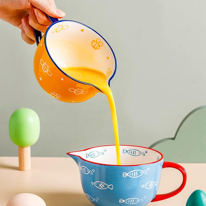 Gaolinci Cute Bee Pattern Kitchen Ceramic Mixing Bowl, 0.5 Quart Large Bowl, with Pouring Spout and Handle - Image 5