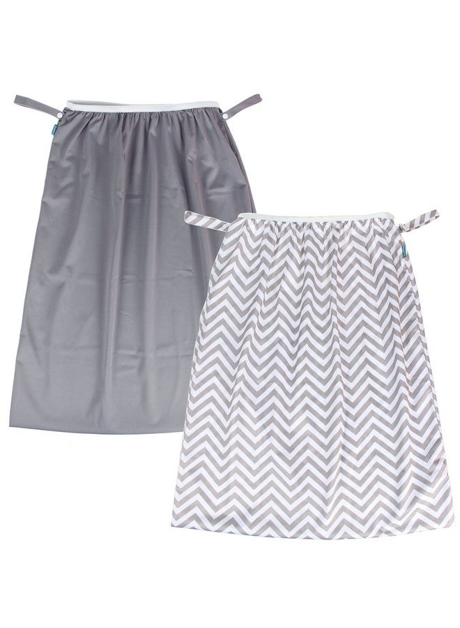 Teamoy Teamoy (2 Pack Reusable Pail Liner for Cloth Diaper/Dirty Diapers Wet Bag, Gray Chevron+Slate  - Image 1