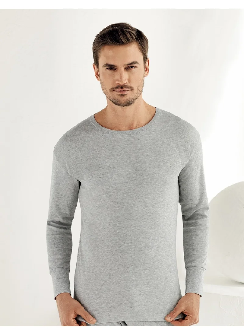 Şahinler Long Sleeve Crew Neck Interlock Underwear Gray ME016