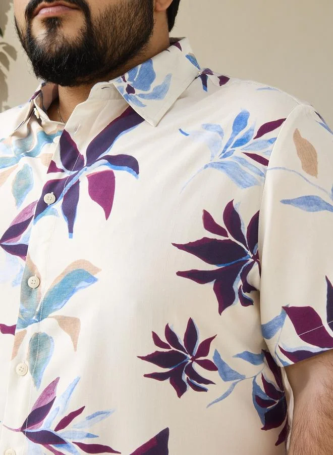 Maxim  Plus Size Leaf Print Regular Fit Shirt for Men | Best Price UAE