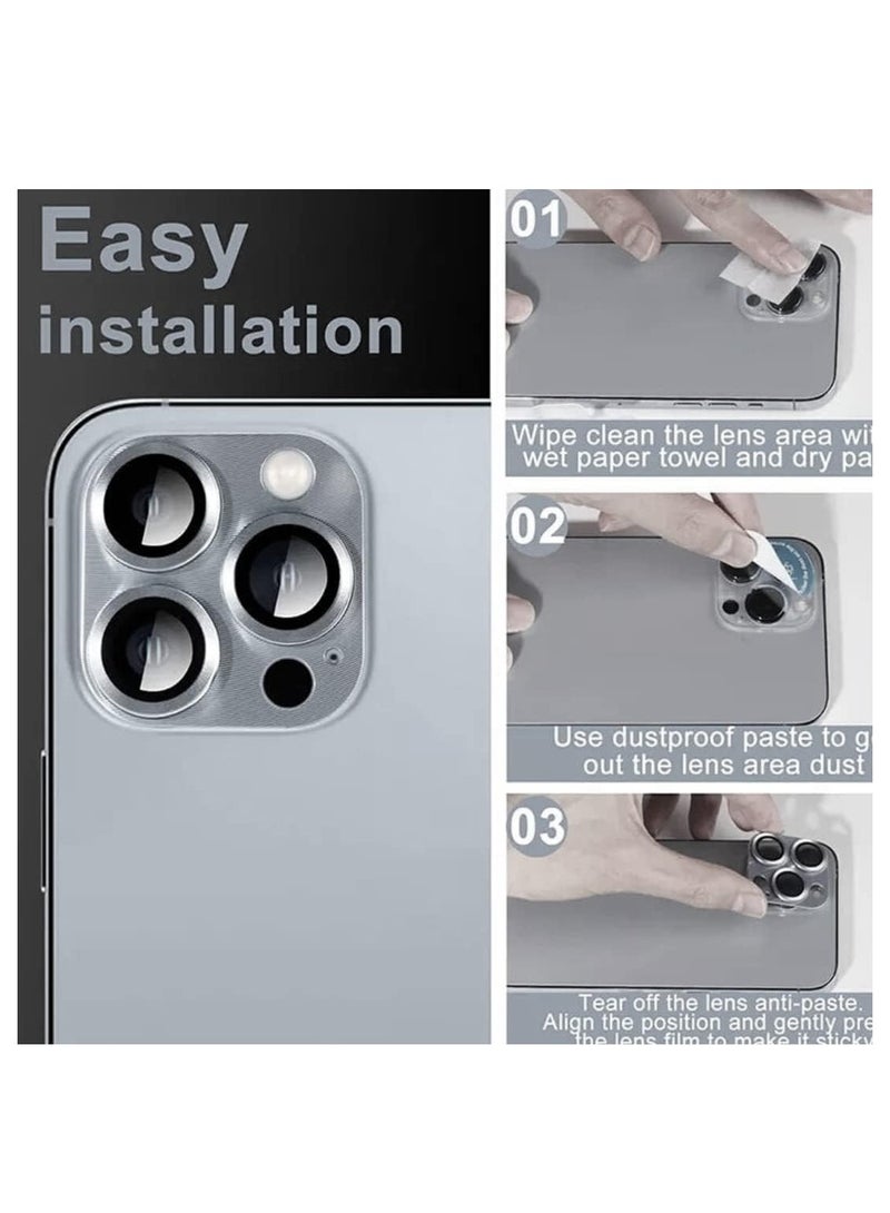 إلترازون Designed for iPhone 14 Pro Max / 14 Pro Camera Lens Protector, 3D Alloy Metal and Tempered Glass Camera Screen Protector, Full Coverage Protection (Black) - Image 5
