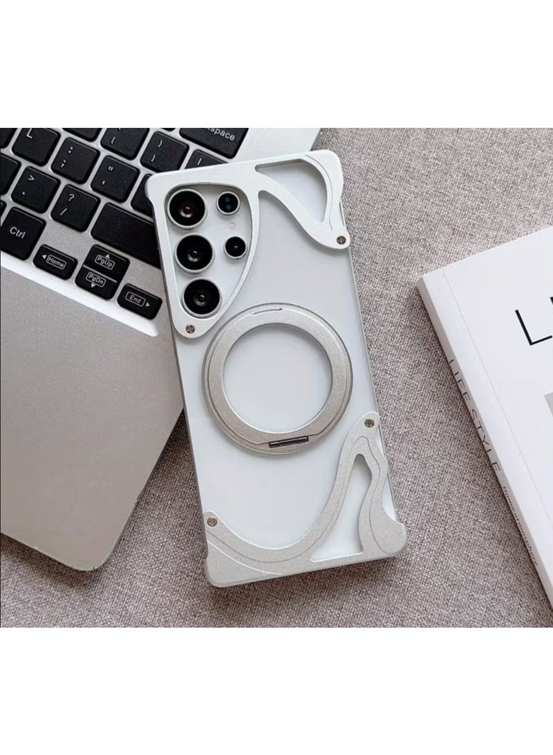 Luxury dolphin Pattern Magnetic 360 Rotating Bracket Aluminum Metal Rimless Case For Samsung Galaxy S26 Ultra, Magsafe Compatible S26 Ultra Cover | WIDGETS MATRIX - Image 1