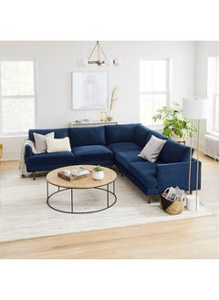 Al Home 5 Seater Blue L-Shape Sofa Velvet 80x240x80x240 Cm  - Image 1