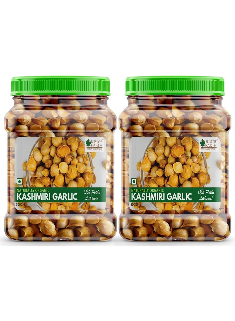 BLISS OF EARTH Kashmiri Garlic 2x500 gm From Indian Himalayas, Single Clove, Kashmiri Pothi Lahsun, Snow Mountain Garlic Pack Of 2 - Image 1