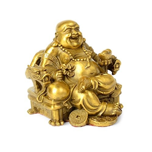 WEALTHCOMING Fengshui Decor Laughing Buddha Statue for Lucky & Happiness, God of Wealth Statue,Brass Buddhist Statues and Sculptures Home Decor Congratulatory Gifts (X-Large) - Image 5