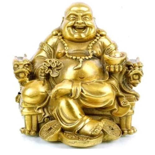 WEALTHCOMING Fengshui Decor Laughing Buddha Statue for Lucky & Happiness, God of Wealth Statue,Brass Buddhist Statues and Sculptures Home Decor Congratulatory Gifts (X-Large) - Image 1