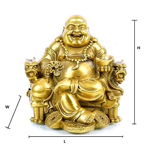 WEALTHCOMING Fengshui Decor Laughing Buddha Statue for Lucky & Happiness, God of Wealth Statue,Brass Buddhist Statues and Sculptures Home Decor Congratulatory Gifts (X-Large) - Image 4