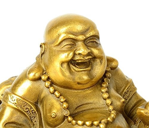 WEALTHCOMING Fengshui Decor Laughing Buddha Statue for Lucky & Happiness, God of Wealth Statue,Brass Buddhist Statues and Sculptures Home Decor Congratulatory Gifts (X-Large) - Image 2