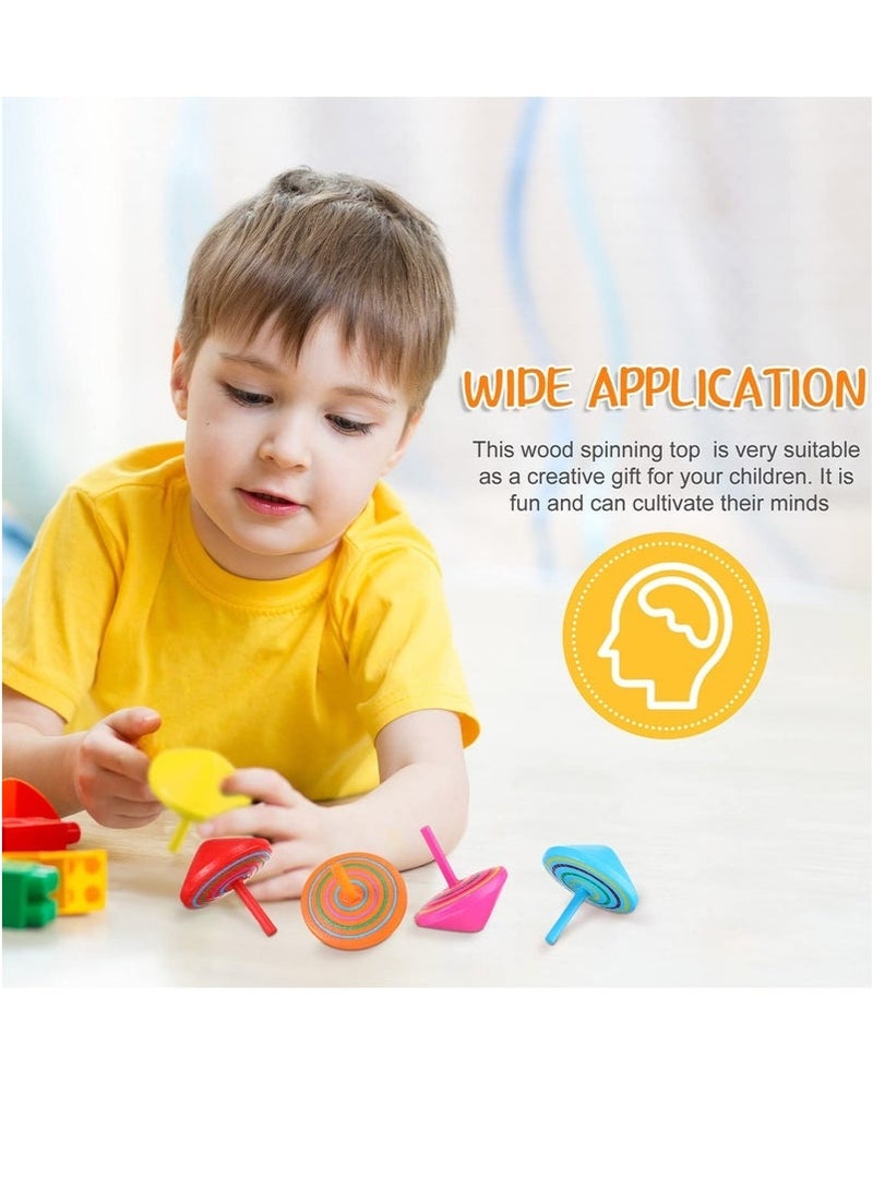 6PCS Colorful Wooden Spinning Tops, Mini Handmade Flip Wood Gyroscopes Tops, Assorted Color Painted Novelty Tops for Toddlers, Party, Family Games, Kids (Random Color)  - Image 3