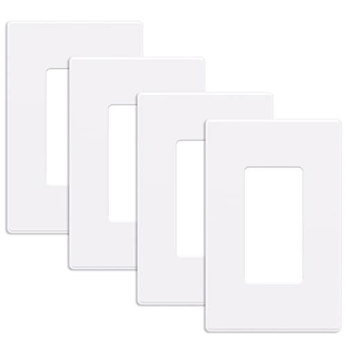 AIDA Screwless Decorator Wall Plates, Mid-Size 1-Gang 4.87" x 3.13", White Outlet Cover Plate, for Decor Switch, Dimmer, GFCI, USB Receptacle, UL Listed(4 Pack) - Image 1