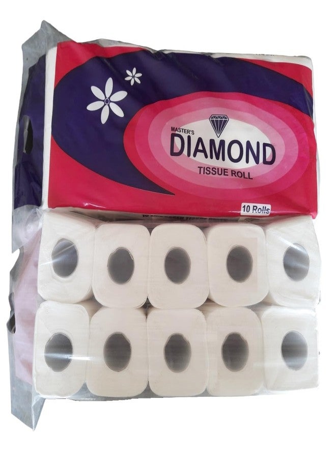 Zxtor Diamond 2 Ply Soft, Hygienic & Absorbent Toilet Tissue Paper Roll - Pack of 10 (215 Pulls Per Roll, 2150 Sheets) (Pack of 1) - Image 1