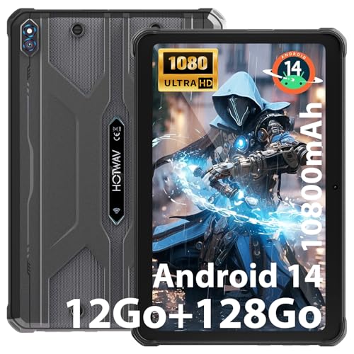 HOTWAV R8 Rugged Tablet 2024 Android 14, 10.1 inch HD+ Waterproof Tablet, 12GB+128GB/1TB TF 10800mAh, 13MP+5MP Camera Outdoor Tablets, Unisoc T606/Octa-Core/4G Dual SIM/5G WiFi/IP68&IP69K/Face ID/OTG - Image 1