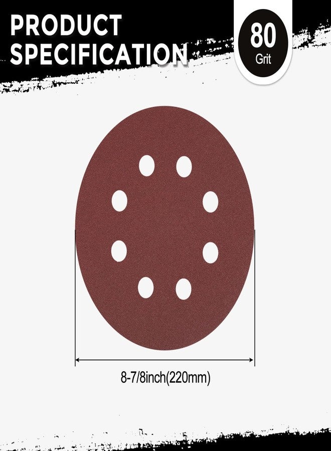 Kozelo 10 Pcs Sanding Disc 8-7/8 Inch 80 Grit 8 Hole Hook and Loop Random Orbital Sandpapers Suitable for Drywall Sander Wood Metal Furniture, Red - Image 2