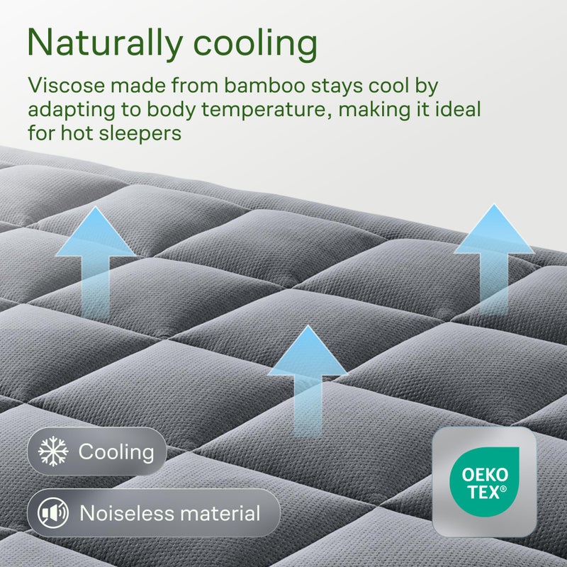 Niagara Sleep Solution Ultra Soft Queen RV Size Mattress Topper - Viscose Made from Bamboo Pillow Top Mattress Pad for Back Pain Relief - Naturally Cooling for Hot Sleepers, Gray - Image 3