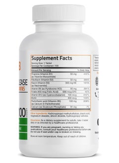 Bronson Vitamin B Complex Sustained Slow Release Vitamin B1 B2 B3 B6 B9 Folic Acid B12 100 Tablets  - Image 2