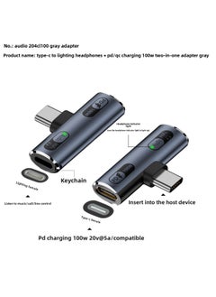 USB-C Suitable For Lightning Headset To Typec Listening PD100w Charging Adapter-Interface Form:Gray Audio 204cl100 Adapter