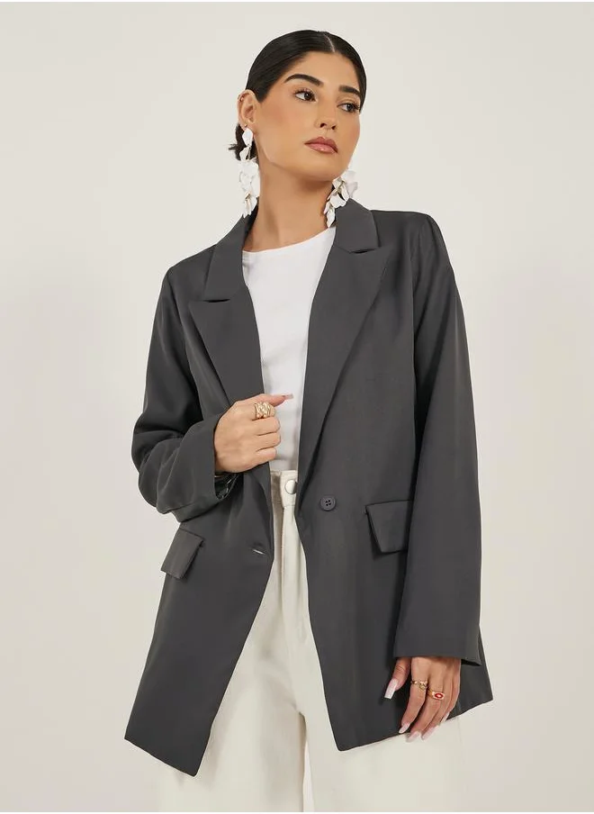 ستايلي Notch Label Neck Single Breasted Blazer