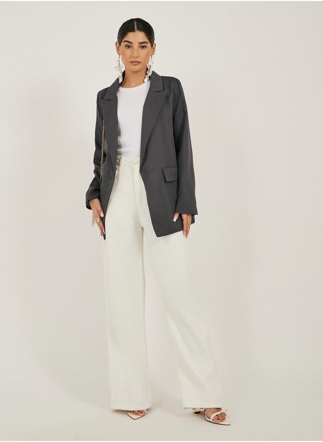 Styli Notch Label Neck Single Breasted Blazer  - Image 2