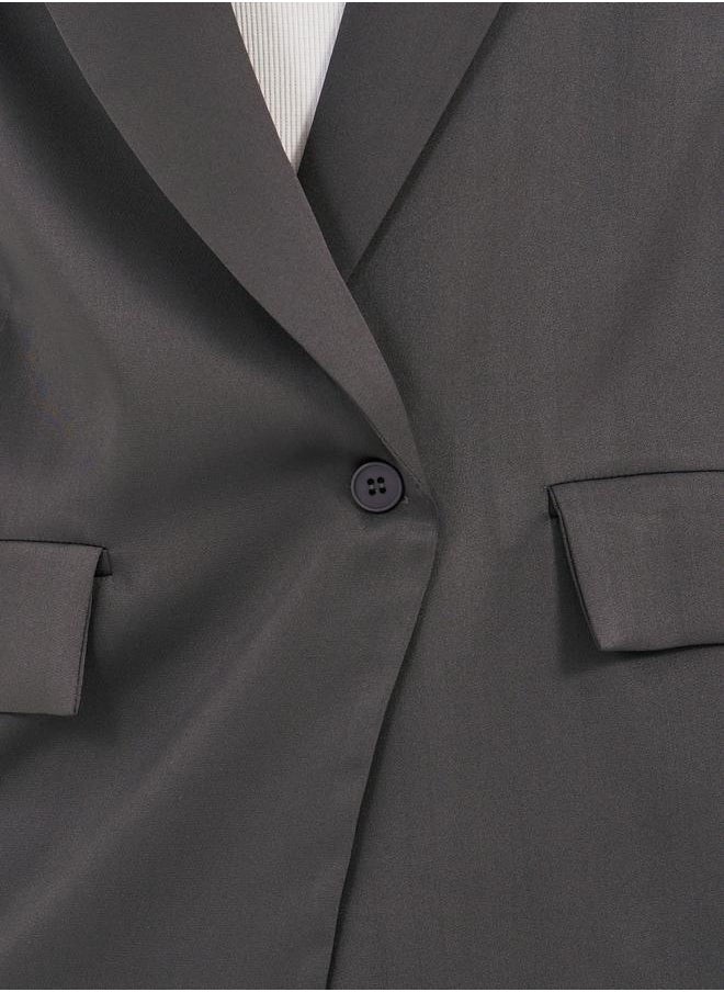 Styli Notch Label Neck Single Breasted Blazer  - Image 4