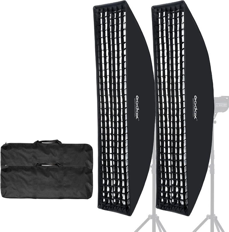 Godox 12"x47" / 30x120cm Softbox Honeycomb Grid Strip Soft Box Bowens Mount for Photo Studio Flash (FW 30x120(2PCS)) - Image 1