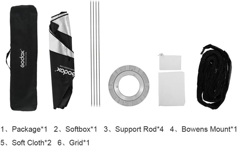 Godox 12"x47" / 30x120cm Softbox Honeycomb Grid Strip Soft Box Bowens Mount for Photo Studio Flash (FW 30x120(2PCS)) - Image 3