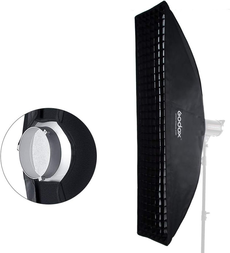 Godox 12"x47" / 30x120cm Softbox Honeycomb Grid Strip Soft Box Bowens Mount for Photo Studio Flash (FW 30x120(2PCS)) - Image 2