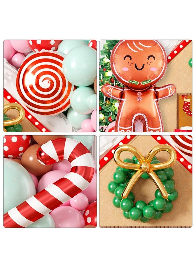 Biapian Gingerbread Balloon Arch Kit, 115 Pcs Pastel Pink Christmas Party Decorations With Pink Green And Red Latex Candy Cane Gingerbread Man Balloons Foil For Christmas Cookie Xmas New Year Party Supplies - Image 3