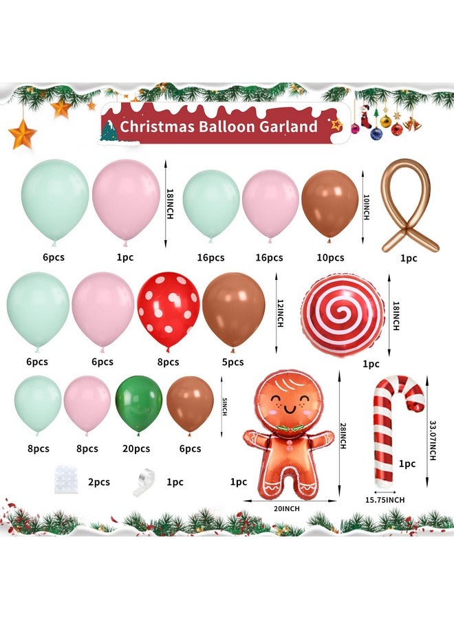 Biapian Gingerbread Balloon Arch Kit, 115 Pcs Pastel Pink Christmas Party Decorations With Pink Green And Red Latex Candy Cane Gingerbread Man Balloons Foil For Christmas Cookie Xmas New Year Party Supplies - Image 2