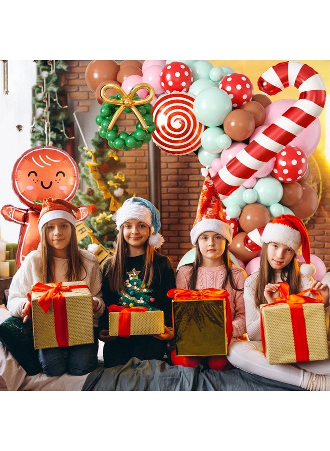 Biapian Gingerbread Balloon Arch Kit, 115 Pcs Pastel Pink Christmas Party Decorations With Pink Green And Red Latex Candy Cane Gingerbread Man Balloons Foil For Christmas Cookie Xmas New Year Party Supplies - Image 5