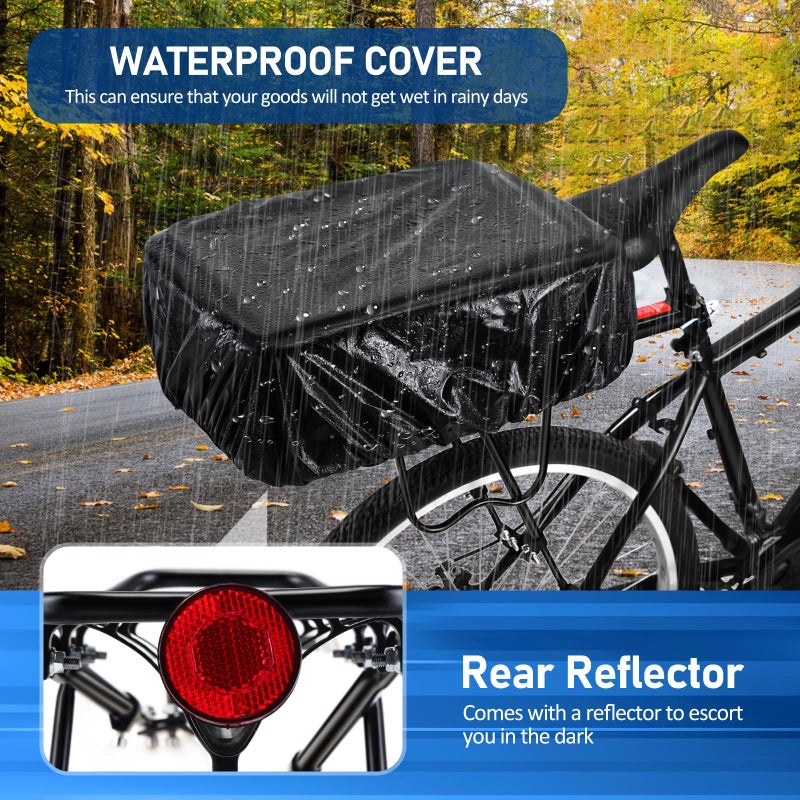 Morelexa Upgraded Rear Bike Rack with Basket, Removable Adjustable Bike Basket Rear with Liner,Waterproof Cover,Cargo Net, Heavy Duty Bicycle Rear Basket for Most Bikes and E-Bike - Image 5