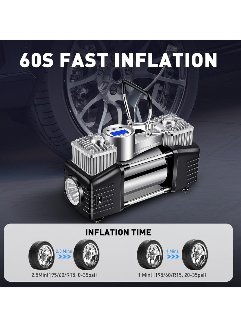 منفاخ هواء محمول محمول لاسطوانة سيارة 30 MM 150 PSI مضخة هواء الإطار مع ضوء LED ضوء الضغط الرقمي مقياس مثالي لسيارات الدفع الرباعي - Image 2