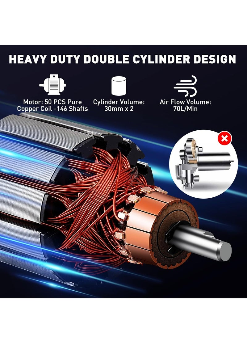 منفاخ هواء محمول محمول لاسطوانة سيارة 30 MM 150 PSI مضخة هواء الإطار مع ضوء LED ضوء الضغط الرقمي مقياس مثالي لسيارات الدفع الرباعي - Image 3