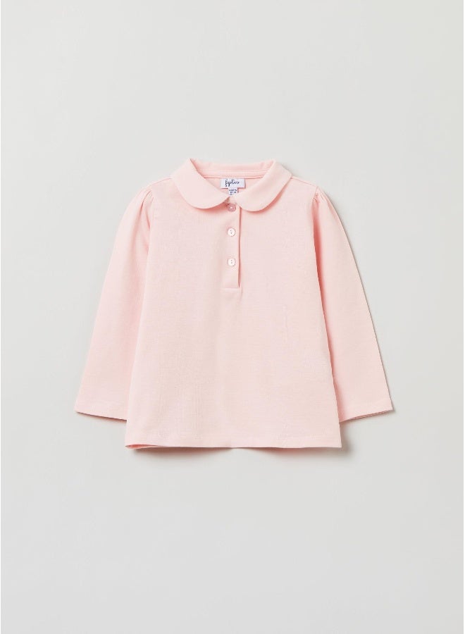 Ovs Solid colour stretch cotton polo shirt - Image 1
