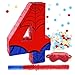 RUISUER 16 Inch Number 4 Spider Web Pinata with 16 Inch Piata Stick Blindfold Confetti for Boy Girl Kids 4th Birthday Party Decorations 4th - Image 3