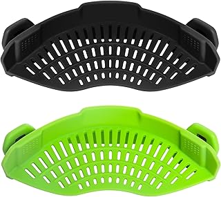 AUOON Clip on Strainer for pots Pans,2PACK,Heat Resistant Silicone, Easy to Use and Store, Dishwasher Safe,BlackGreen - Image 1
