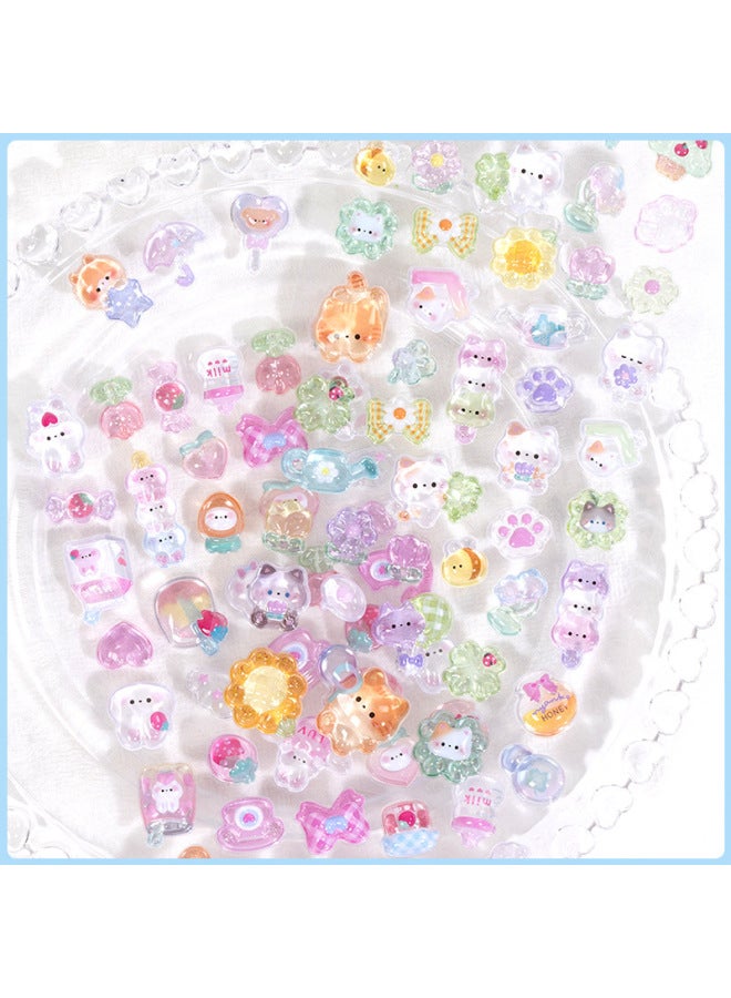 Flash Hot Shimmer Stickers 3d Relief Stickers Solid Children's Cartoon Animal Crystal Phone Case Decorations - Image 2