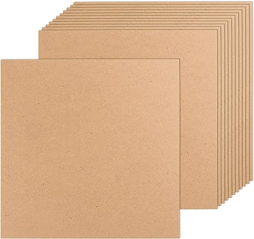 FOBSME 12 Pack MDF Wood Board for Crafts 12x12x1/8 Inch-3 mm Thick Medium Density Fiberboard Unfinished Wood Art Boards Blank Wooden Blocks Chipboard Panels for DIY Crafts, Painting, Engraving,Home Decor - Image 1