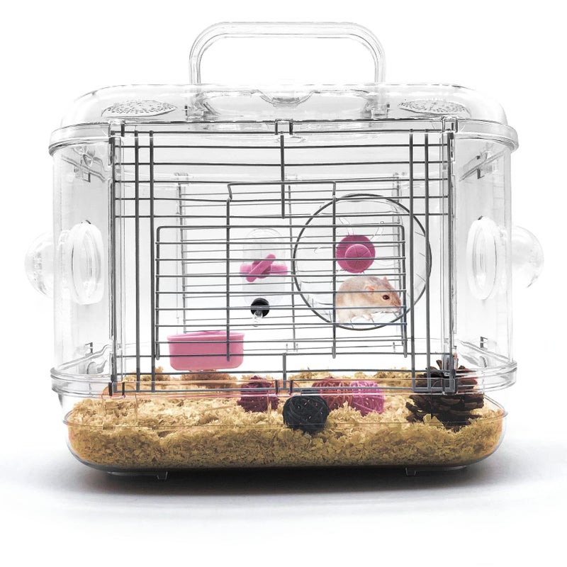 Kathson Small Animal Carry Cage for Hamsters Gerbils Mice Transparent Portable Convenient - Image 2