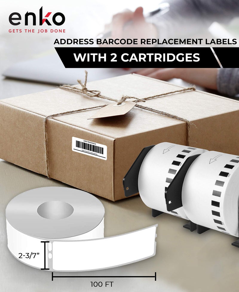 enKo Products enKo - Compatible DK-2223 Continuous Paper Labels (2 Inch x 100 Feet) Compatible for Brother QL Label Printers - 6 Rolls + 2 Refillable Cartridges - Image 2