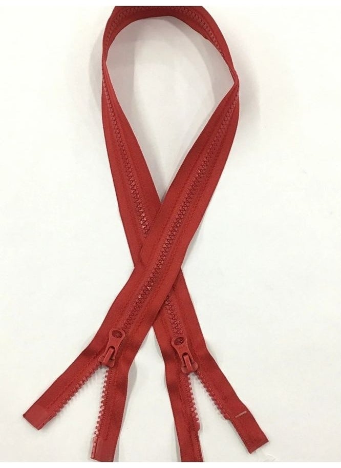 Karan Tuhafiye Karan Haberdashery Coat Zipper Double Sided 60 cm Red Bone Tooth 1123  - Image 1