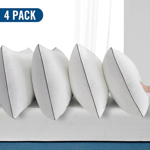 Higoom Queen Size Bed Pillows for Sleeping 4 Pack,Luxury Hotel Pillows,Comfortable and Supportive,Machine Washable,Suitable for Stomach,Back and Side Sleepers. - Image 2