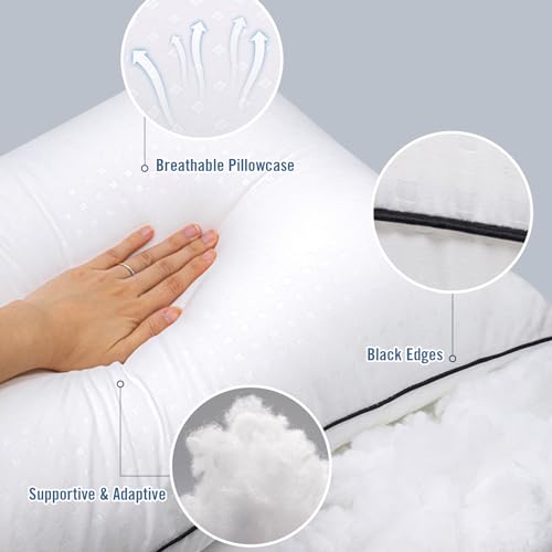 Higoom Queen Size Bed Pillows for Sleeping 4 Pack,Luxury Hotel Pillows,Comfortable and Supportive,Machine Washable,Suitable for Stomach,Back and Side Sleepers. - Image 4