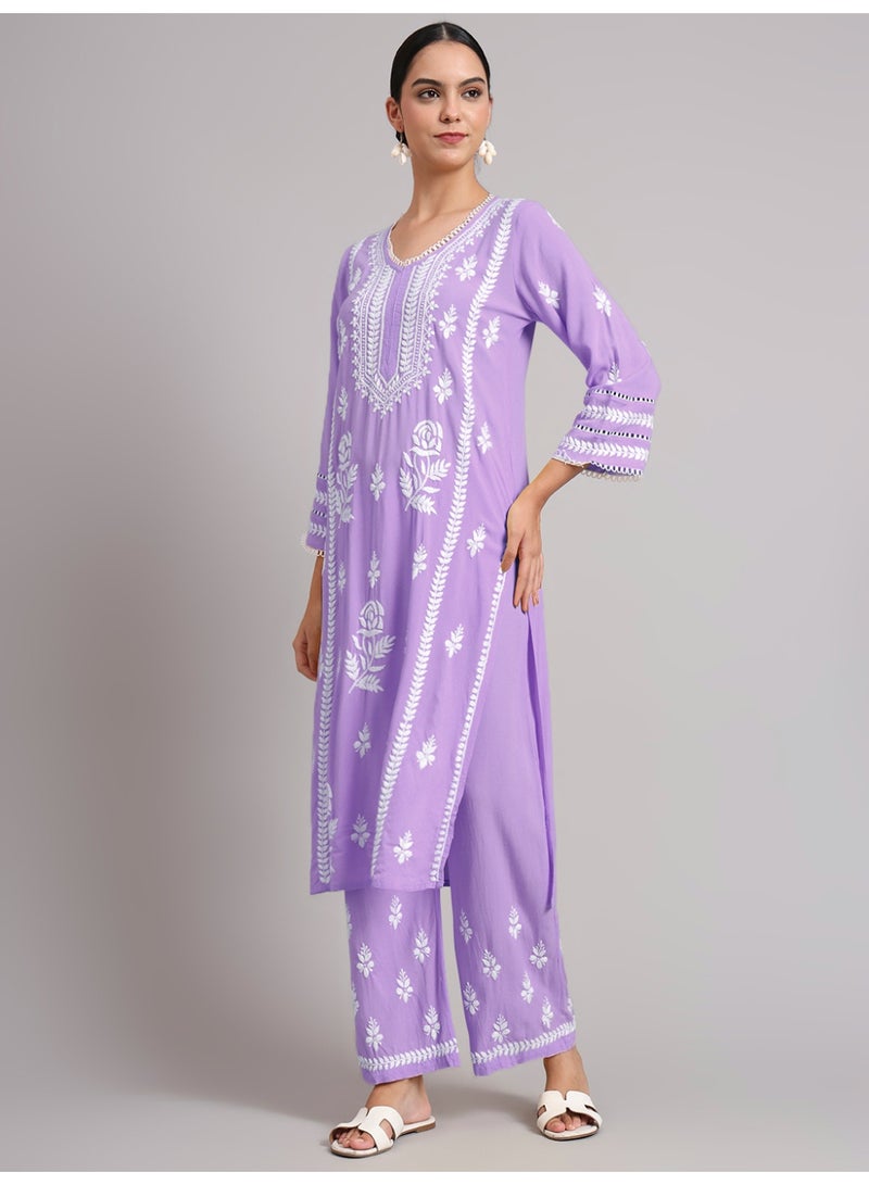 الايا طقم كورتا نسائي مطرز يدويًا من رايون لوكنو تشيكانكاري - Image 5