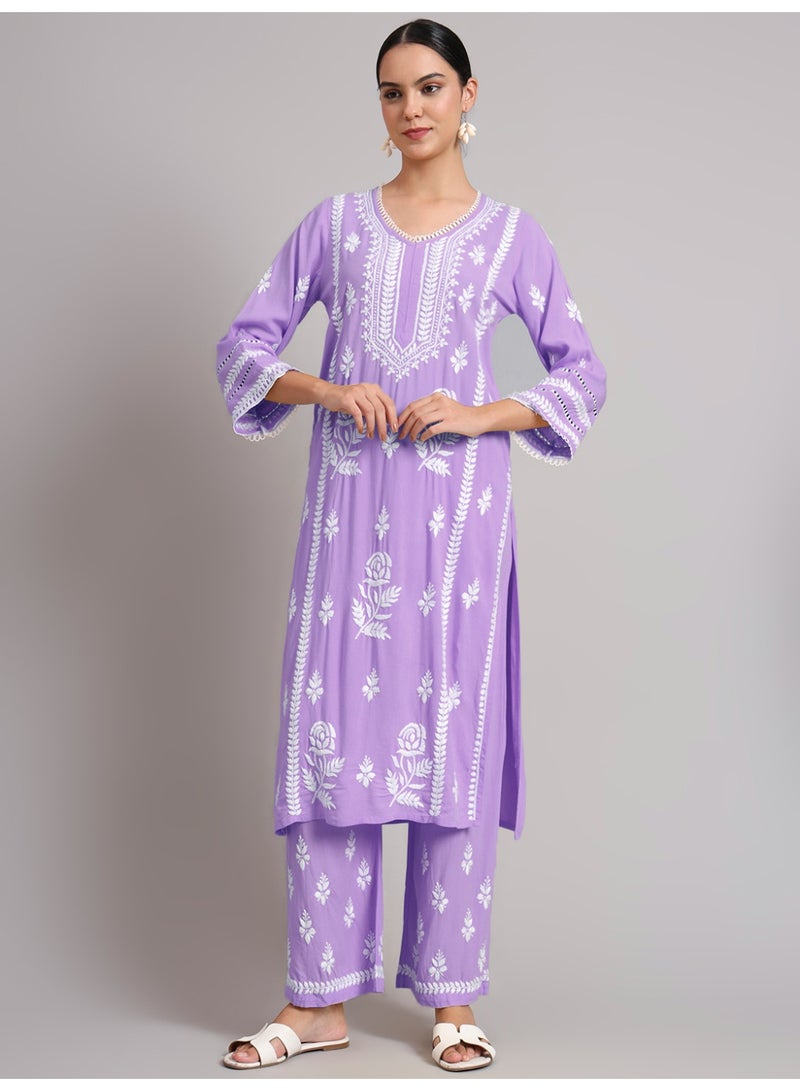 الايا طقم كورتا نسائي مطرز يدويًا من رايون لوكنو تشيكانكاري - Image 4