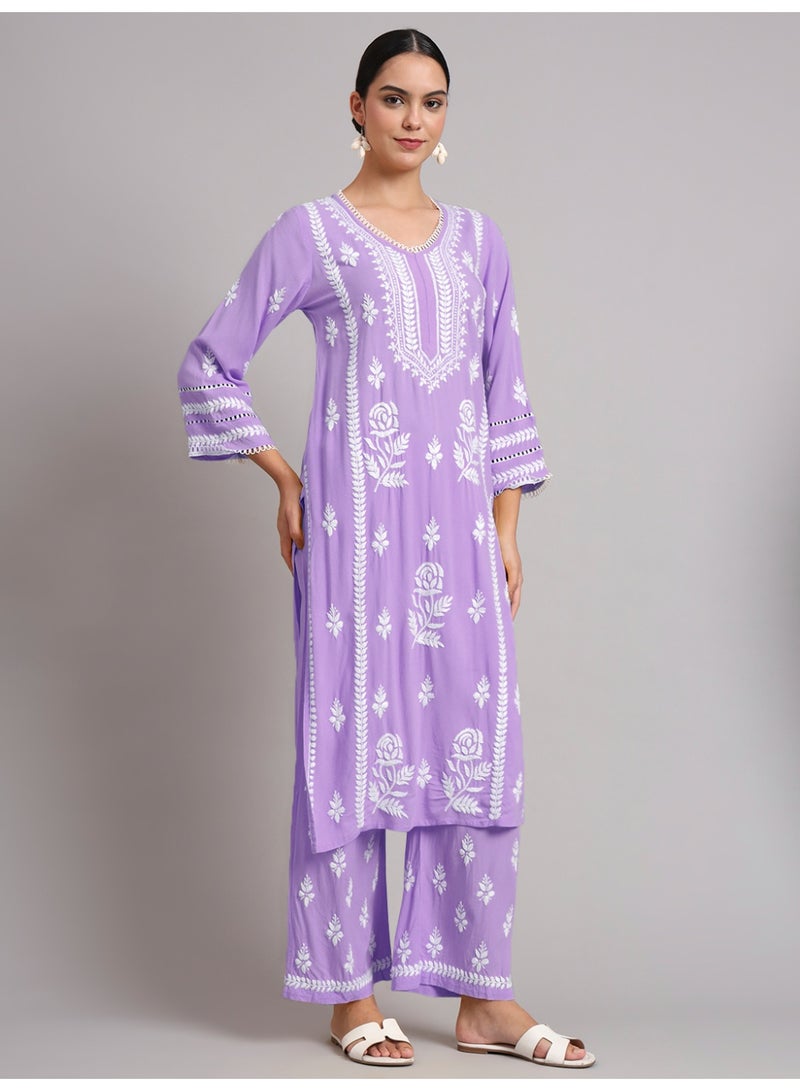 الايا طقم كورتا نسائي مطرز يدويًا من رايون لوكنو تشيكانكاري - Image 2