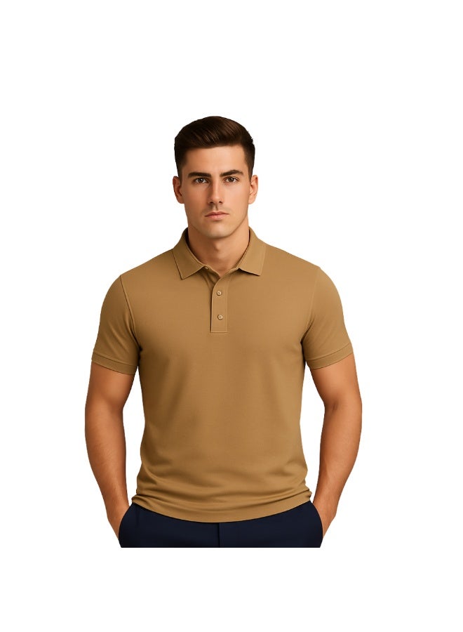 برينت شوب فور مي تيشيرت بولو رجالي | نسيج قرص العسل ٢٤٠ جرام لكل متر مربع | تيشيرت قطني خالص بقصّة عادية بألوان أساسية | مريح وأنيق للارتداء اليومي - Image 1