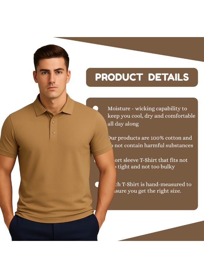 برينت شوب فور مي تيشيرت بولو رجالي | نسيج قرص العسل ٢٤٠ جرام لكل متر مربع | تيشيرت قطني خالص بقصّة عادية بألوان أساسية | مريح وأنيق للارتداء اليومي - Image 3